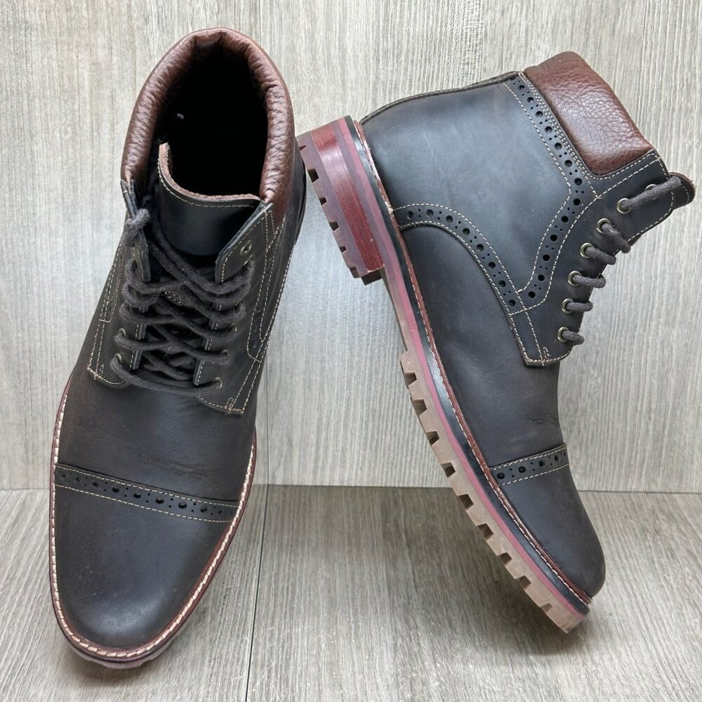 Warfield & Grand Boots Mens Sz 8 Presidio Leather Lace Up Cap Toe Ankle Brown - Picture 8 of 13